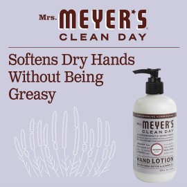 MRS. MEYER\'S CLEAN DAY Hand Lotion for Dry Hands, Non-Greasy Moisturizer Made with Essential Oils, Lavender, 12 oz