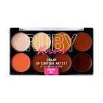 Ruby Kisses Flawless Finish with 3D Contour Cream Makeup Palette - Lightweight, Multi-Palette, Contouring Foundation, Creamy, Sculpt &Highlighting, Define Cheekbones (Dark Medium)