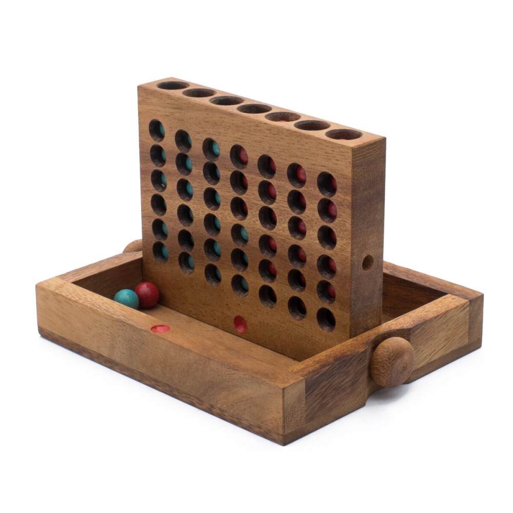 Wooden 4 in-Row (Travel Set) | Wood Connect Line Traditional Family Board | Strategy | Classic Table Premium Handmade Unique Gift & Table Accent (Red & Blue) Wooden 4 in-Row (Travel Set) | Wood Connect Line Traditional Family Board | Strategy | Classic Table Premium Handmade Unique Gift & Table Accent (Red & Blue)