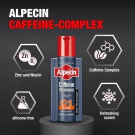 Alpecin C1 Caffeine Shampoo 12.68 fl oz (Pack of 2) I Hair Performance Enhancer I Promotes Natural Hair Growth and Thickness I Energizes Scalp