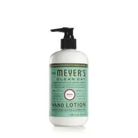 MRS. MEYER\'S CLEAN DAY Hand Lotion for Dry Hands, Non-Greasy Moisturizer Made with Essential Oils, Basil, 12 oz