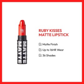 Ruby Kisses Lipstick, Matte Finish, Long-Lasting, Highly Pigmented, Smooth Apply, Full Coverage Lip Color Makeup (Extreme Coral)