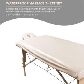 ForPro Professional Collection Waterproof Massage Table Cover, Protective Spa Treatment Sheet Set for Massage Tables, Machine Washable, includes Massage Fitted Sheet and Face Rest Cover, Natural ForPro Professional Collection Waterproof Massage Table Cover, Protective Spa Treatment Sheet Set for Massage Tables, Machine Washable, includes Massage Fitted Sheet and Face Rest Cover, Natural