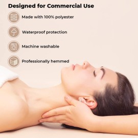 ForPro Professional Collection Waterproof Massage Table Cover, Protective Spa Treatment Sheet Set for Massage Tables, Machine Washable, includes Massage Fitted Sheet and Face Rest Cover, Natural ForPro Professional Collection Waterproof Massage Table Cover, Protective Spa Treatment Sheet Set for Massage Tables, Machine Washable, includes Massage Fitted Sheet and Face Rest Cover, Natural