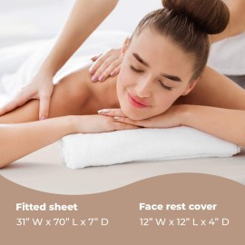 ForPro Professional Collection Waterproof Massage Table Cover, Protective Spa Treatment Sheet Set for Massage Tables, Machine Washable, includes Massage Fitted Sheet and Face Rest Cover, Natural ForPro Professional Collection Waterproof Massage Table Cover, Protective Spa Treatment Sheet Set for Massage Tables, Machine Washable, includes Massage Fitted Sheet and Face Rest Cover, Natural