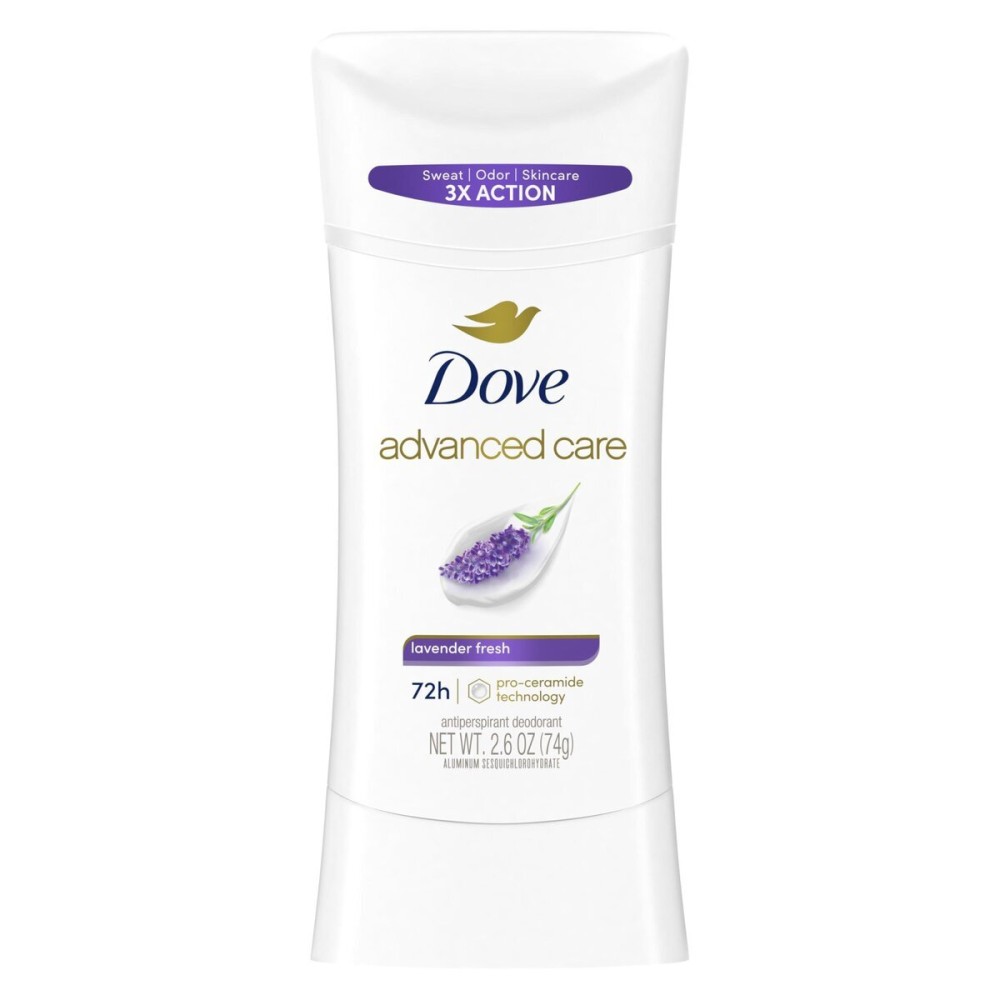 Dove Advanced Care Antiperspirant Deodorant Stick Lavender Fresh for Helping Repair Skin Barrier After Shaving, with 72-Hour Sweat & Odor Protection, 2.6 oz Dove Advanced Care Antiperspirant Deodorant Stick Lavender Fresh for Helping Repair Skin Barrier After Shaving, with 72-Hour Sweat & Odor Protection, 2.6 oz