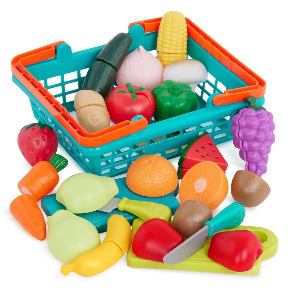Battat Play Food for Toddlers with Farmers Market Basket and Chopping Board, Toy Food for Kids Kitchen and Pretend Play for Ages 3+ (37 Pcs) Battat Play Food for Toddlers with Farmers Market Basket and Chopping Board, Toy Food for Kids Kitchen and Pretend Play for Ages 3+ (37 Pcs)