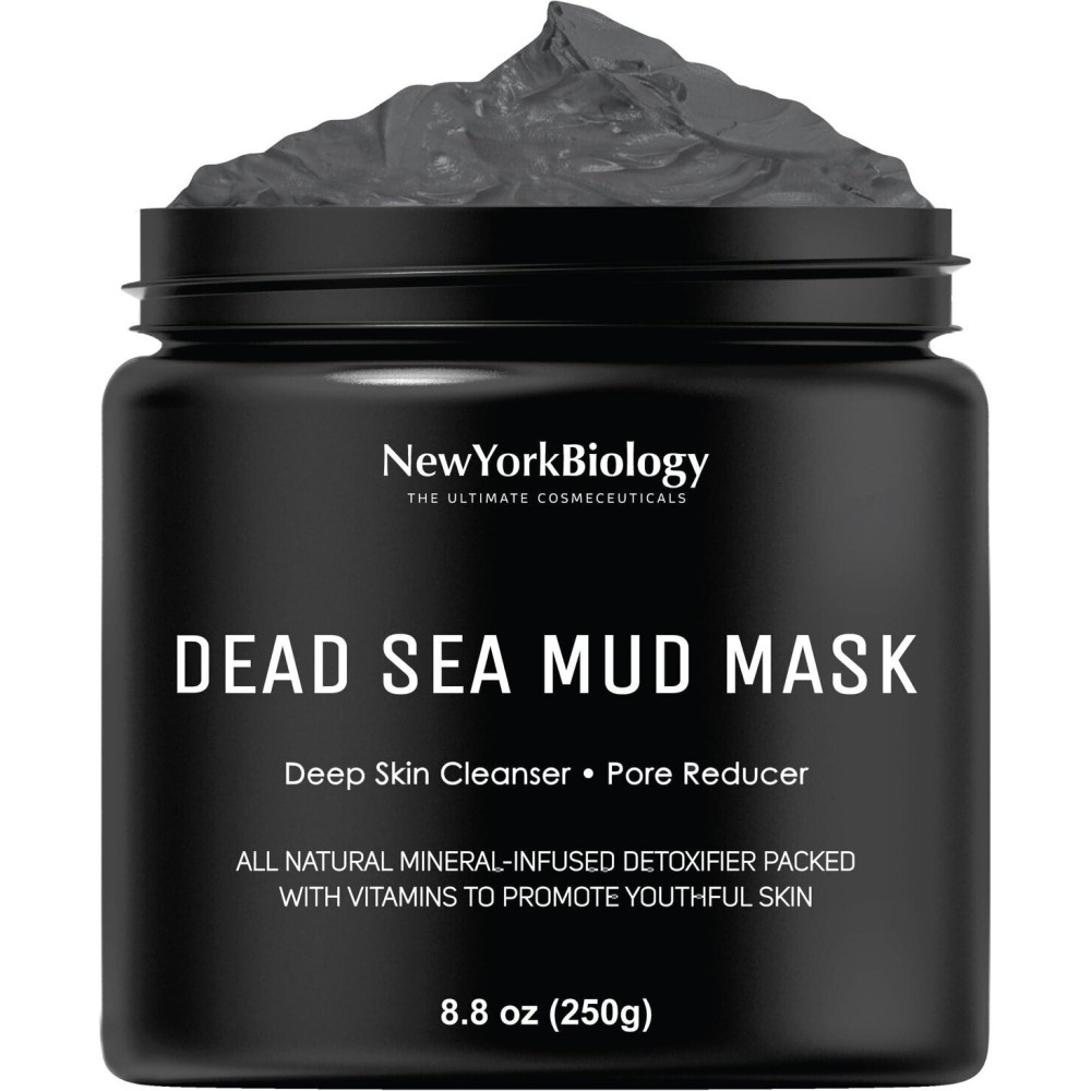New York Biology Dead Sea Mud Mask for Face and Body - Spa Quality Pore Reducer for Acne, Blackheads & Oily Skin, Natural Skincare for Women, Men - Tightens Skin for A Healthier Complexion - 8.8 oz