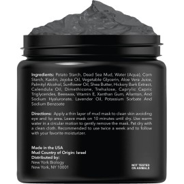 New York Biology Dead Sea Mud Mask for Face and Body - Spa Quality Pore Reducer for Acne, Blackheads & Oily Skin, Natural Skincare for Women, Men - Tightens Skin for A Healthier Complexion - 8.8 oz