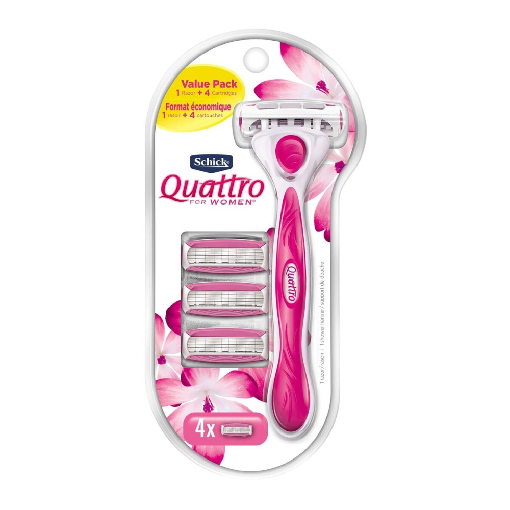 Schick Quattro Womens Value Pack with 1 Razor and 4 Razor Blade Refills Schick Quattro Womens Value Pack with 1 Razor and 4 Razor Blade Refills