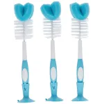 Dr. Brown\'s Baby Bottle Cleaning Brush with Sponge and Scrubber - Blue - 3-Pack