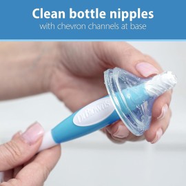 Dr. Brown\'s Baby Bottle Cleaning Brush with Sponge and Scrubber - Blue - 3-Pack