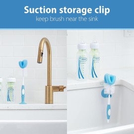 Dr. Brown\'s Baby Bottle Cleaning Brush with Sponge and Scrubber - Blue - 3-Pack