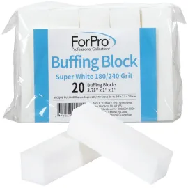 ForPro Professional Collection Buffing Block, Super White, 180/240 Grit, Four-Sided Manicure and Pedicure Nail Buffer, 3.75 L x 1 W x 1 H, 20-Count ForPro Professional Collection Buffing Block, Super White, 180/240 Grit, Four-Sided Manicure and Pedicure Nail Buffer, 3.75 L x 1 W x 1 H, 20-Count