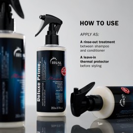 TRUSS Deluxe Prime Hair Treatment - Anti Frizz Heat Protectant Spray + Hair Primer - Nourishes, Detangles + Provides Thermal Protection Before Heat Styling (260 ml) TRUSS Deluxe Prime Hair Treatment - Anti Frizz Heat Protectant Spray + Hair Primer - Nourishes, Detangles + Provides Thermal Protection Before Heat Styling (260 ml)