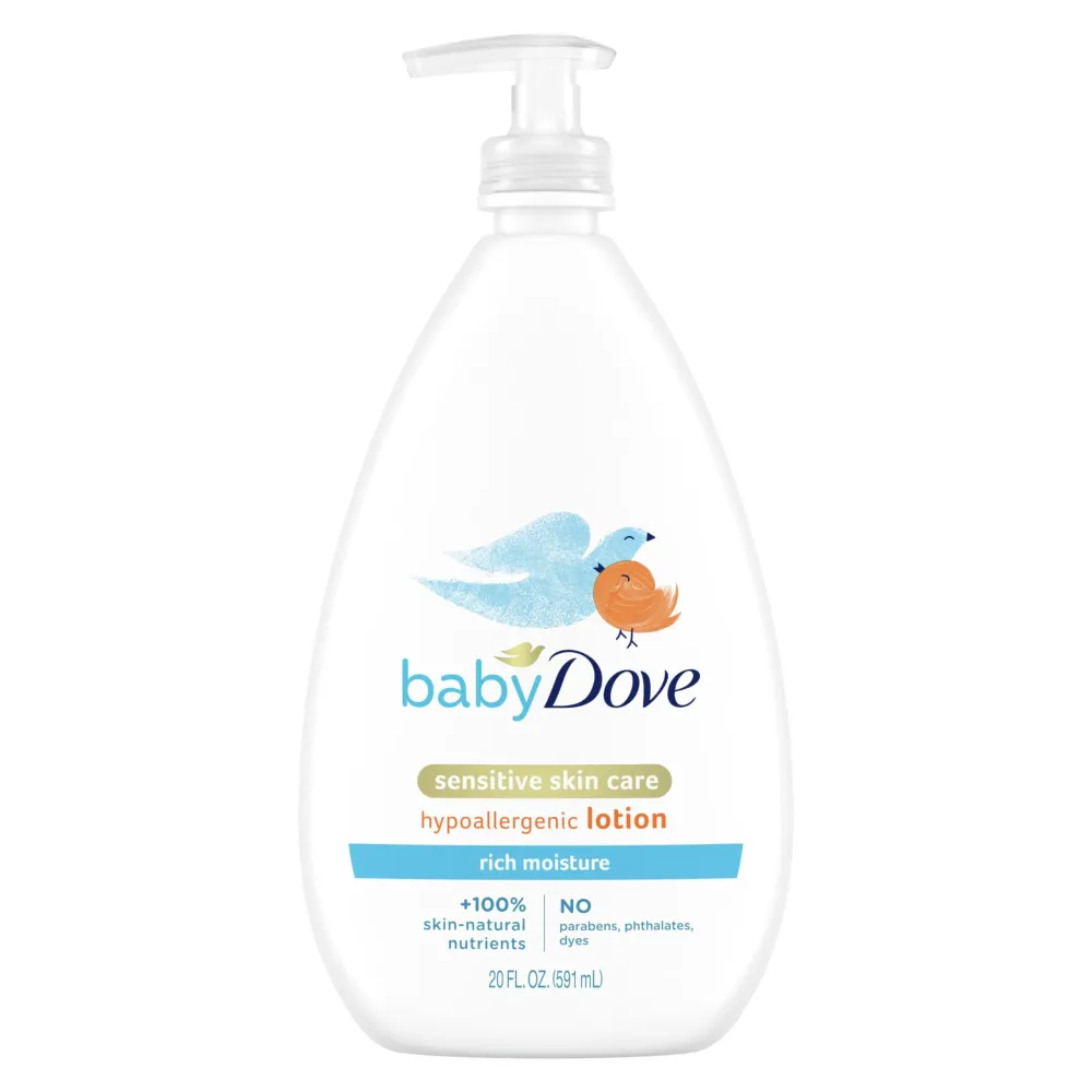 Baby Dove Sensitive Skin Care Body Lotion For Delicate Baby Skin Rich Moisture With 24-Hour Moisturizer, 20 fl oz (Package May Vary)