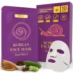 LA PURE Korean Face Mask - 10ct Snail Mucin Hydrating Face Masks Anti Wrinkle Anti Aging Deep Moisturizing Natural Snail Mucin Mask Sheet Mask Paraben Free Facial Skin Care Products Korean Skin Care