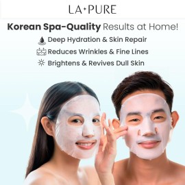 LA PURE Korean Face Mask - 10ct Snail Mucin Hydrating Face Masks Anti Wrinkle Anti Aging Deep Moisturizing Natural Snail Mucin Mask Sheet Mask Paraben Free Facial Skin Care Products Korean Skin Care
