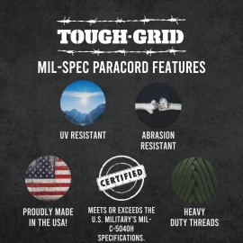 TOUGH-GRID Premium Camo Green Paracord 550 lbs Made in USA Outdoor Survival Nylon Rope Tactical Heavy Duty Strands Parachute Cord Used by US Military Type III Mil-Spec TOUGH-GRID Premium Camo Green Paracord 550 lbs Made in USA Outdoor Survival Nylon Rope Tactical Heavy Duty Strands Parachute Cord Used by US Military Type III Mil-Spec