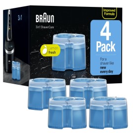 Braun Clean & Renew Refill Cartridges CCR, Cleans your Shaver for Optimal Hygiene, Removes Residual Hair & Skin Particles, Lemon Scent, 22.8 fl oz (Pack of 4)