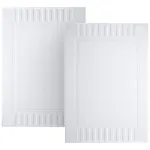 White Classic Luxury Bath Mat Floor Towel Set - Absorbent Cotton Hotel Spa Shower/Bathtub Mats [Not a Bathroom Rug] 22x34 | 2 Pack | White