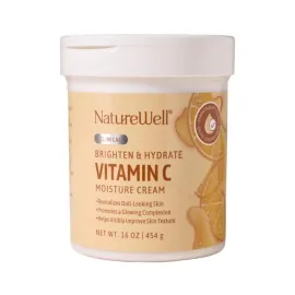 NATURE WELL Clinical Vitamin C Brightening Moisture Cream for Face & Body, Anti-Aging Skincare, Firming, Nourishing, Reduces Discoloration, Improves Overall Tone & Texture, Non-Greasy, 16 Oz