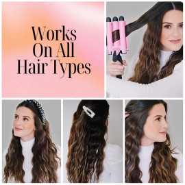 Alure Three Barrel Curling Iron Wand Hair Waver with LCD Temperature Display - 1 Inch Ceramic Tourmaline Triple Barrels, Dual Voltage Crimp Alure Three Barrel Curling Iron Wand Hair Waver with LCD Temperature Display - 1 Inch Ceramic Tourmaline Triple Barrels, Dual Voltage Crimp