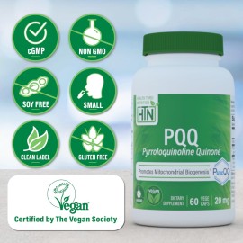 Health Thru Nutrition PQQ 20mg 60 Servings Pyrroloquinoline Quinone as PureQQ | Promotes Mitochondrial Biogenesis | Certified Vegan | Non-GMO Gluten Soy Free Capsules| Clean Label PQQ Supplement Health Thru Nutrition PQQ 20mg 60 Servings Pyrroloquinoline Quinone as PureQQ | Promotes Mitochondrial Biogenesis | Certified Vegan | Non-GMO Gluten Soy Free Capsules| Clean Label PQQ Supplement