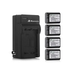 Powerextra Battery (4-Pack) and Charger for Sony NP-FW50 Battery and Sony ZV-E10, Alpha a6500, Alpha a6300, Alpha a6000, Alpha a7 II, Alpha a7R II, Alpha a7S II, Alpha a5000, Alpha a5100 Camera