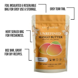 era of nature Organic Unrefined Raw MANGO BUTTER BLOCK Bulk, Skin Moisturizing, Use Alone or in DIY Body Butters, Soaps, Lotions and lip balm - 8oz era of nature Organic Unrefined Raw MANGO BUTTER BLOCK Bulk, Skin Moisturizing, Use Alone or in DIY Body Butters, Soaps, Lotions and lip balm - 8oz