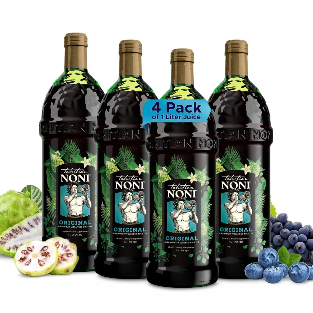 Tahitian Noni Juice by Morinda - Original and Authentic Noni Fruit Puree with Natural Blueberry & Grape (Resveratrol) - Invigorating Daily Superfood Drink for Enhanced Vitality - 4x1L Bottles/Case Tahitian Noni Juice by Morinda - Original and Authentic Noni Fruit Puree with Natural Blueberry & Grape (Resveratrol) - Invigorating Daily Superfood Drink for Enhanced Vitality - 4x1L Bottles/Case