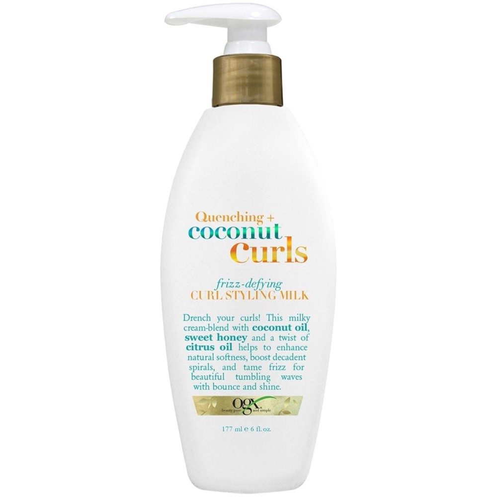 OGX Quenching + Coconut Curls Frizz-Defying Styling Milk, Nourishing Leave-In Hair Treatment with Coconut, Citrus Oil & Honey, Paraben-Free and Sulfated-Surfactants Free, 6 fl oz OGX Quenching + Coconut Curls Frizz-Defying Styling Milk, Nourishing Leave-In Hair Treatment with Coconut, Citrus Oil & Honey, Paraben-Free and Sulfated-Surfactants Free, 6 fl oz