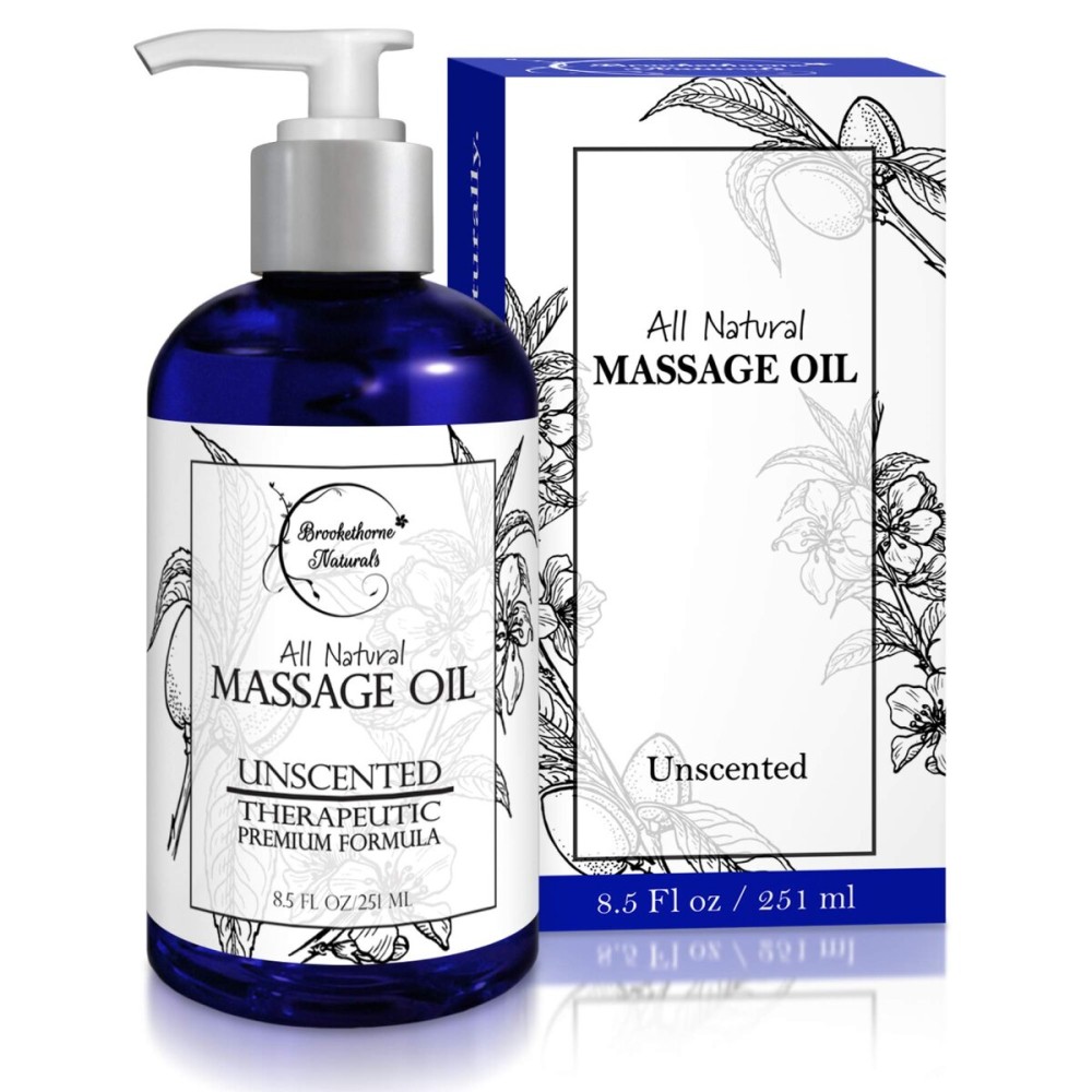 Unscented Massage Oil for Massage Therapy - 100% Natural Body Oil with Sweet Almond, Grapeseed & Jojoba for Premium Glide - Pure Carrier Blend for Aromatherapy - Brookethorne Naturals Unscented Massage Oil for Massage Therapy - 100% Natural Body Oil with Sweet Almond, Grapeseed & Jojoba for Premium Glide - Pure Carrier Blend for Aromatherapy - Brookethorne Naturals