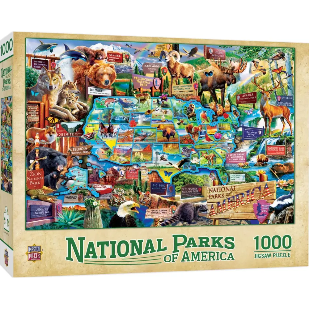 MasterPieces - 1000 Piece Jigsaw Puzzle, National Parks of America, Fun for Adults, Family, Kids 19.25x26.75 MasterPieces - 1000 Piece Jigsaw Puzzle, National Parks of America, Fun for Adults, Family, Kids 19.25x26.75