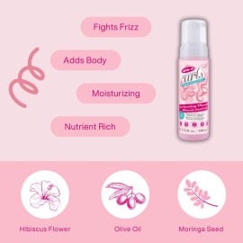 Dippity Do Girls with Curls Curl Enhancing Mousse - Lightweight 3-in-1 Defining Mousse for Curly and Wavy Hair - Hibiscus and Olive Oil for Frizz Free and Bouncy Curls - 200 mL/6.7 fl oz