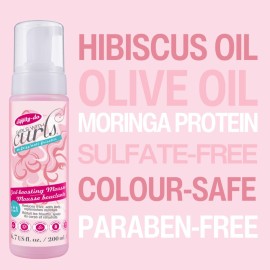 Dippity Do Girls with Curls Curl Enhancing Mousse - Lightweight 3-in-1 Defining Mousse for Curly and Wavy Hair - Hibiscus and Olive Oil for Frizz Free and Bouncy Curls - 200 mL/6.7 fl oz