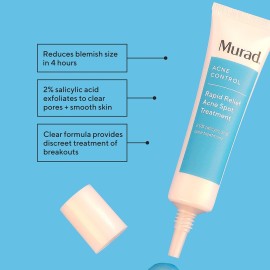 Murad Rapid Relief Acne Spot Treatment - Acne Control Max Strength 2% Salicylic Acid Invisible Gel Spot Solution for Fast Acne Relief - Reduces Blemish Size and Redness Within 4 Hours, 0.5 Oz Murad Rapid Relief Acne Spot Treatment - Acne Control Max Strength 2% Salicylic Acid Invisible Gel Spot Solution for Fast Acne Relief - Reduces Blemish Size and Redness Within 4 Hours, 0.5 Oz