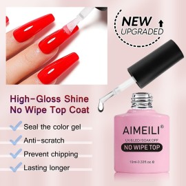 AIMEILI No Wipe Top Coat Soak Off U V LED Gel Nail Polish