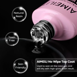 AIMEILI No Wipe Top Coat Soak Off U V LED Gel Nail Polish