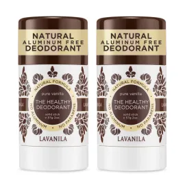 Lavanila Pure Vanilla Deodorant for Women 2-Pack (2 Oz Each) - Natural Aluminum Free Solid Stick Deodorant, Made In USA, Vegan