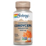 SOLARAY Fermented Cordyceps Mushroom 1000 mg - Healthy Energy Support - Fermented for Enhanced Absorption - Vegan, Non-GMO, Lab Verified - 30 Servings, 60 VegCaps