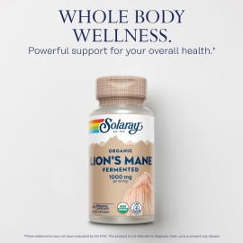 SOLARAY Organic Lions Mane Supplement Capsules - Providing 1000 mg of Lion\'s Mane Organic Mushrooms, Fermented for Enhanced Absorption - Vegan, 60-Day Guarantee, Lab Verified, 30 Servings, 60 VegCaps SOLARAY Organic Lions Mane Supplement Capsules - Providing 1000 mg of Lion\'s Mane Organic Mushrooms, Fermented for Enhanced Absorption - Vegan, 60-Day Guarantee, Lab Verified, 30 Servings, 60 VegCaps
