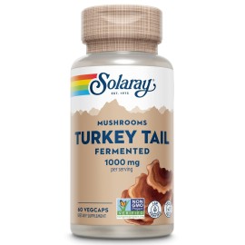 SOLARAY Fermented Turkey Tail Mushroom Supplement 1000mg - Overall Wellness Support - Turkey Tail Mushroom Capsules with Organic Mushrooms - Vegan, Non-GMO, Lab Verified, 60-Day Guarantee, 30 Servings