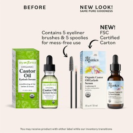 Sky Organics Organic Castor Oil Eyelash & Brow Serum, Hexane-Free Conditioning Oil that Promotes Fuller Looking Lashes & Eye Brows, 100% Pure & Cold-Pressed 1 fl. Oz. / 30 ml w ebook Sky Organics Organic Castor Oil Eyelash & Brow Serum, Hexane-Free Conditioning Oil that Promotes Fuller Looking Lashes & Eye Brows, 100% Pure & Cold-Pressed 1 fl. Oz. / 30 ml w ebook