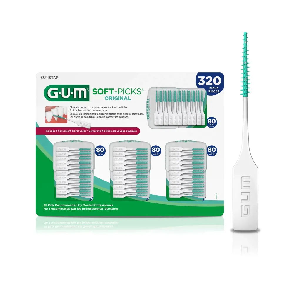 GUM Soft-Picks Original, Easy to Use Dental Picks for Teeth Cleaning and Gum Health, Disposable Interdental Brushes with Convenient Carry Case, Dentist Recommended Dental Picks, 320ct GUM Soft-Picks Original, Easy to Use Dental Picks for Teeth Cleaning and Gum Health, Disposable Interdental Brushes with Convenient Carry Case, Dentist Recommended Dental Picks, 320ct