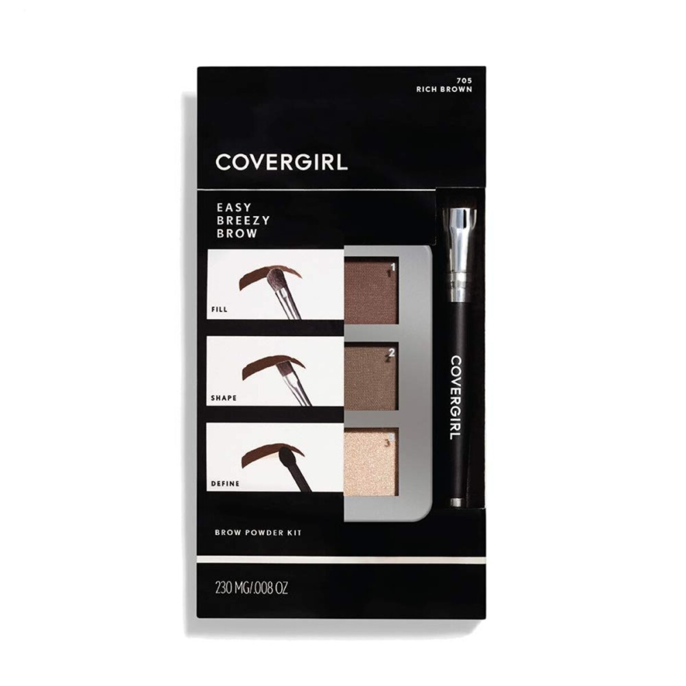 COVERGIRL - Easy Breezy Brow Powder Kit, three shades brow definer, professional double-ended angled brush, effortless, 100% Cruelty-Free COVERGIRL - Easy Breezy Brow Powder Kit, three shades brow definer, professional double-ended angled brush, effortless, 100% Cruelty-Free