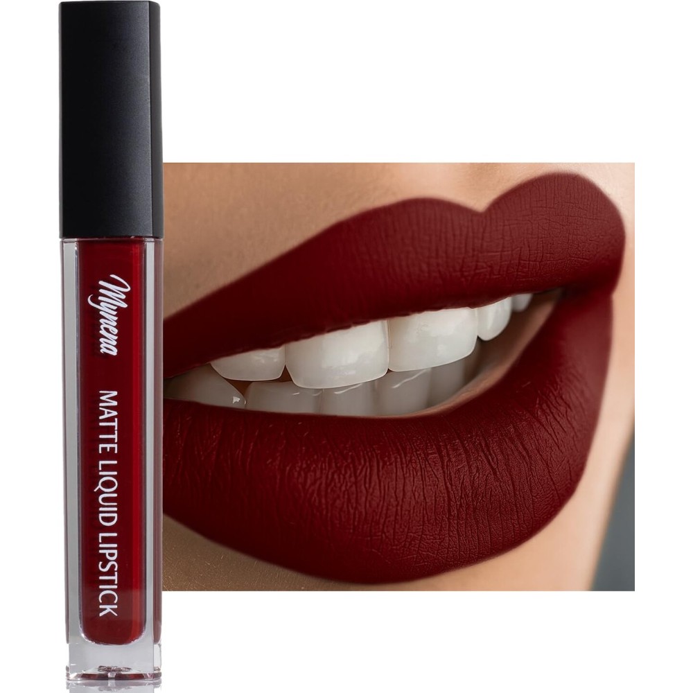 Mynena Burgundy Red Long Lasting Lipstick for Women Waterproof & Transfer-Proof | Hydrating with Shea Butter | Bold Pigment Matte Color Lip Stain | Talc-Free & Vegan Product that Performs | Emma Mynena Burgundy Red Long Lasting Lipstick for Women Waterproof & Transfer-Proof | Hydrating with Shea Butter | Bold Pigment Matte Color Lip Stain | Talc-Free & Vegan Product that Performs | Emma