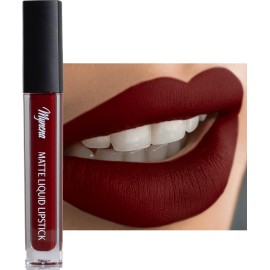Mynena Burgundy Red Long Lasting Lipstick for Women Waterproof & Transfer-Proof | Hydrating with Shea Butter | Bold Pigment Matte Color Lip Stain | Talc-Free & Vegan Product that Performs | Emma