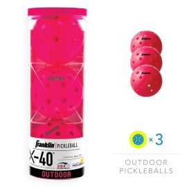 Franklin Sports X-40 Pickleballs - Outdoor 3 Pack USA PICKLEBALL APPROVED Pink Official Ball of US Open Pickleball Championships Franklin Sports X-40 Pickleballs - Outdoor 3 Pack USA PICKLEBALL APPROVED Pink Official Ball of US Open Pickleball Championships
