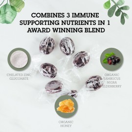 Quantum Health TheraZinc Organic Zinc Lozenges Elderberry Sambucus Raspberry & Honey Immune Support for Adults & Kids 12+ Naturally Flavored Fast Relief with No Aftertaste -18 Count (Package may vary)